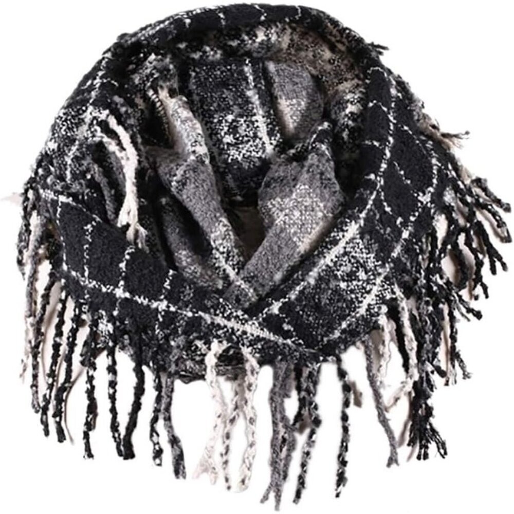 Women's  Ib-grey Scarf Winter Double-Layer Neck Warmer Knit Fleece Lined Circle